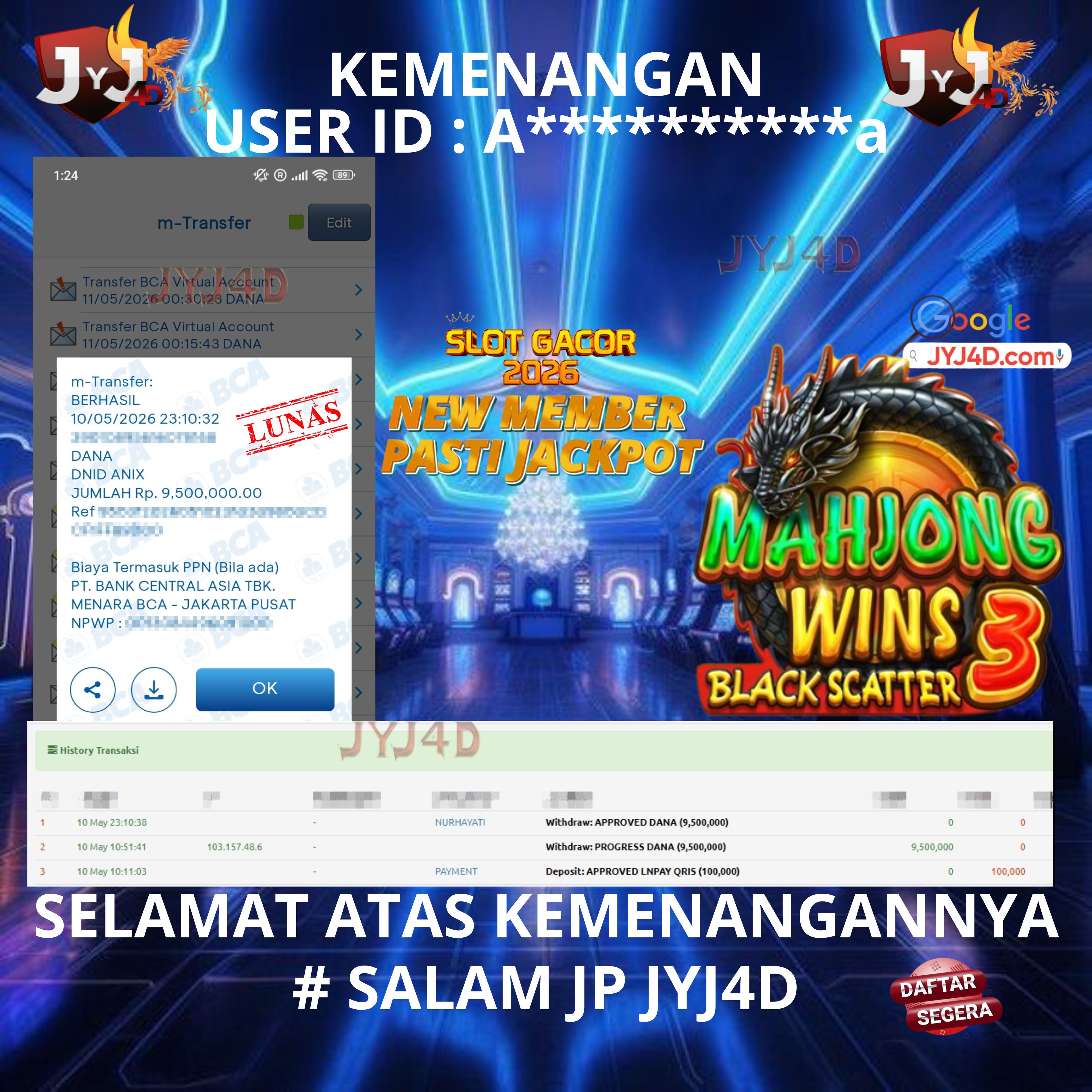 Menang berapapun Di bayar Lunas.